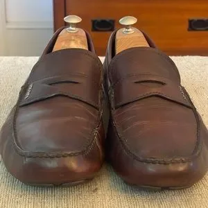 PRADA Dark Brown Leather Men’s Driving Penny Loafers Shoes Size 12 PRADA Penny Loafer Driving Shoes - 9 US – LuxAnthropy main image 2